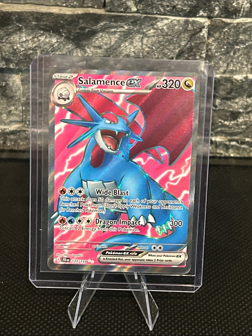 Pokemon Salamence Full Art EX Holo Card 177/159 from Journey Together Set M/NM